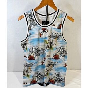 Lurking Class Sketchy Tank Skull Tropical Mesh Basketball Jersey Men's M